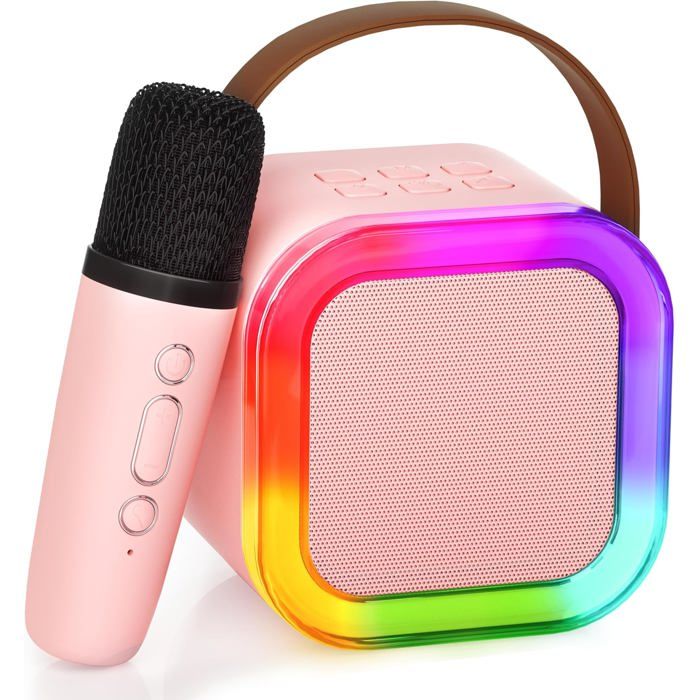 Mini Machine à karaoké Bluetooth Jouets karaoké avec 1 Microphone pour Les fêtes danniversaire des Filles de 4 5 6 7 8 9 10 12 Ans