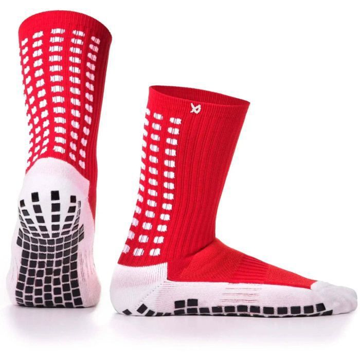 Chaussettes de football LUX Soccer Grip longueur mollet rouge taille adulte antidérapantes pour stabilité et durabilité