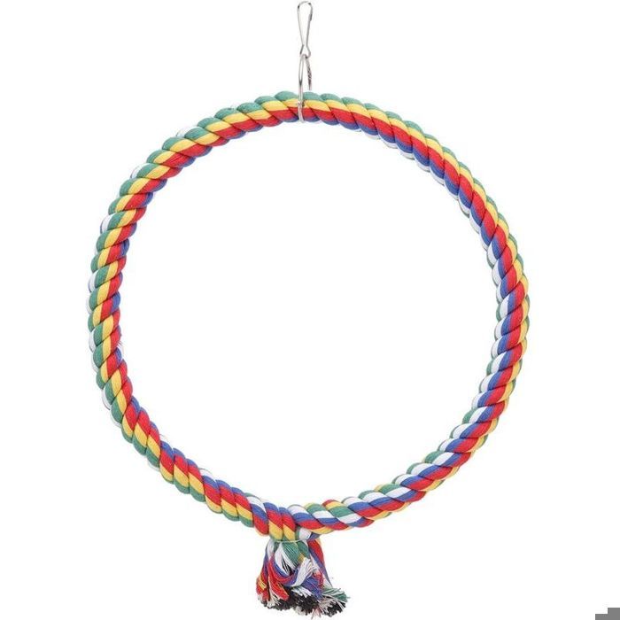 Anneau en corde de coton pour oiseaux jouet coloré balanoire pour perroquets perruches calopsittes Conure tourtereaux pinso
