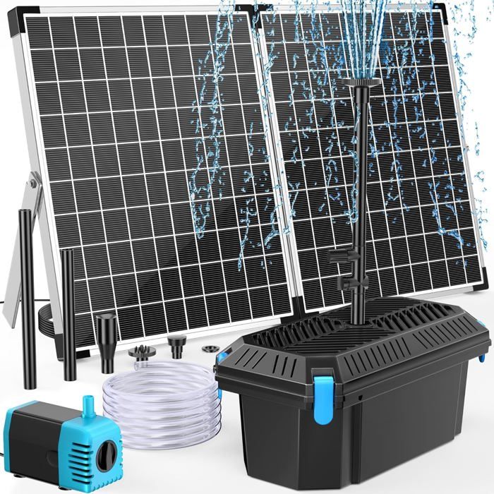 Pompe solaire POPOSOAP 40W pour bassin et fontaine débit de 1620 L/h pour petits bassins de jardin aquariums etc. Pompe solaire POPOSOAP 40W pour bassin et fontaine débit de 1620 L/h pour petits bassins de jardin aquariums etc.