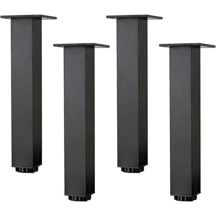 Ensemble de 4 pieds de meuble réglables en hauteur en aluminium pour table basse canapé noir avec vis (35 cm/138 po)