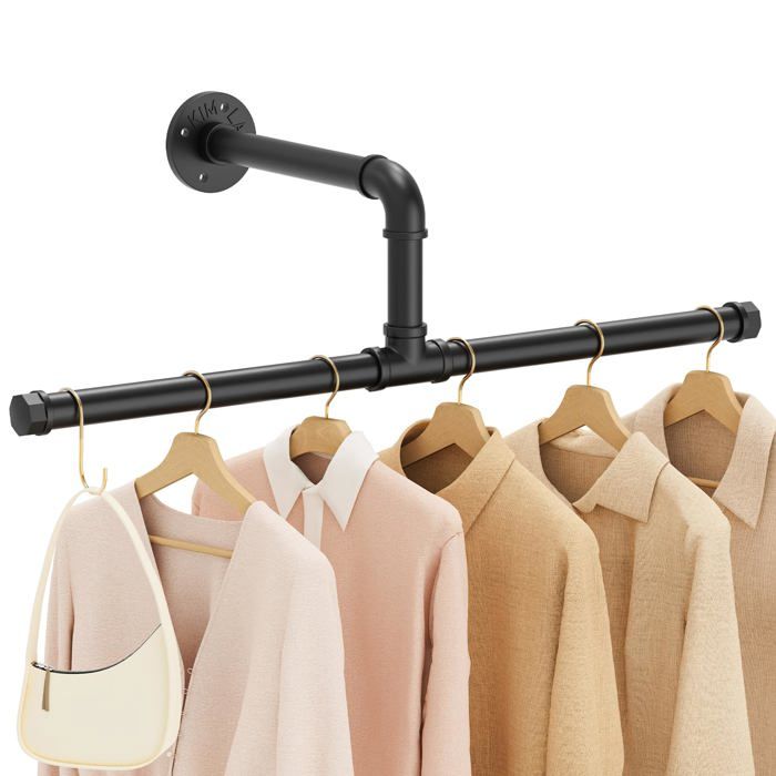 Tringle à Vêtement Industriel Lot de 1 Pte Manteau Mural 51cm Penderie Murale Amovible et Noir 51cm(1-Pack) 51 BARRE DE PENDERIE