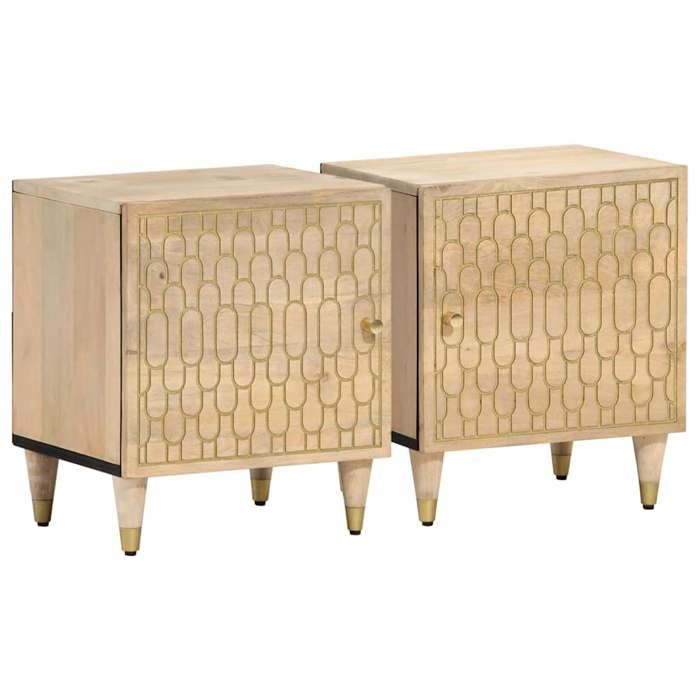 Lot de 2 Armoires de chevet intemporel - vidaxl - Table de lit - bois de manguier - 40 x 33 x 46 cm@rmk67o