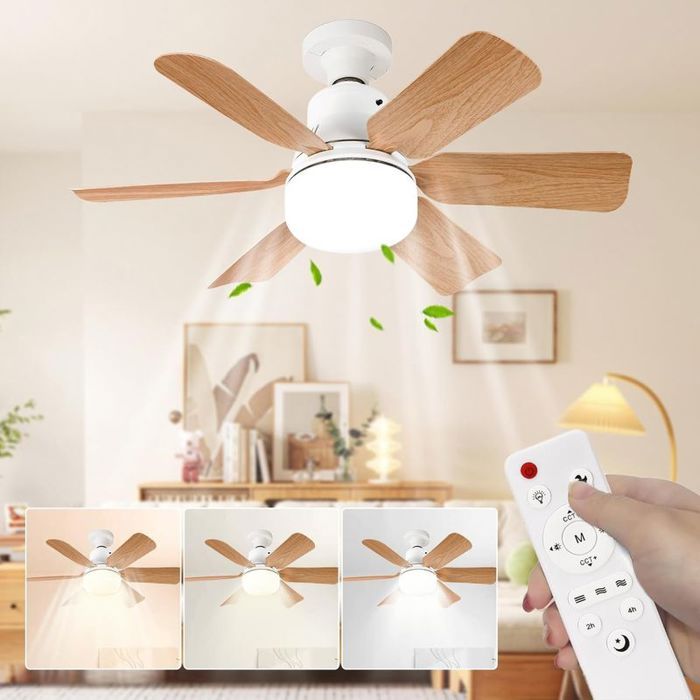 Ventilateur de Plafond LED 51 cm Lustre avec Ventilateur Télécommande 3 Vitesses Lumière Dimmable Température Couleur