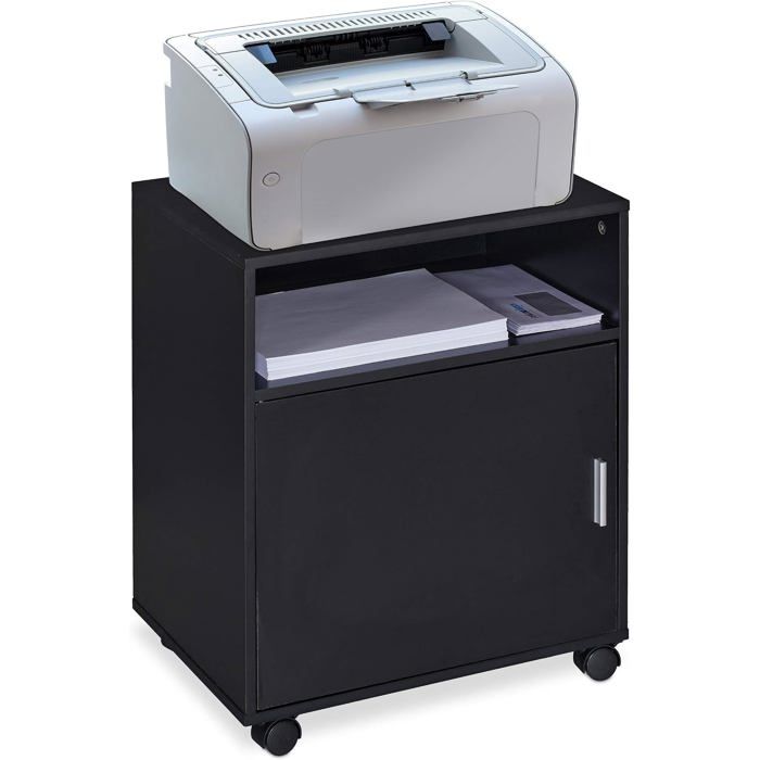 Caisson de Bureau 3 Compartiments & Porte Salle de Travail aggloméré Rangement HLP 57x48x34 cm Noir