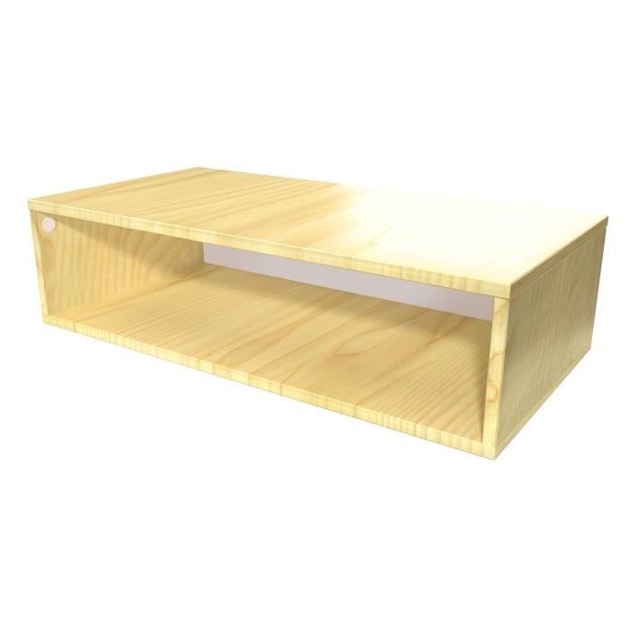cube de rangement bois abc meubles - longueur 100 cm - couleur miel - fond en isorel