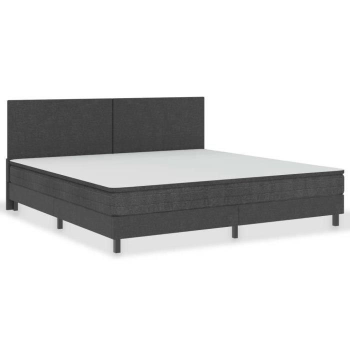 Sommier tapissier - AKOZON - 200 x 200 cm - Tissu gris - Montage facile - 2 places