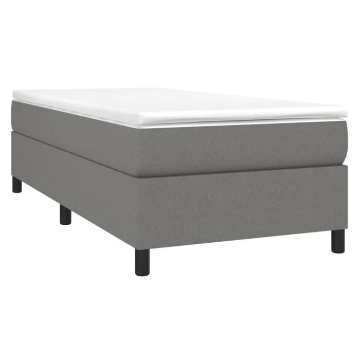 Sommier tapissier - AKOZON - 80x200 cm - Gris foncé - Lattes de contreplaqué - Pieds robustes