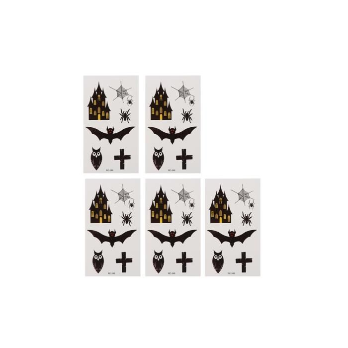 5pcs Halloween Tatouage Temporaire Corps Art Impermeable Chauves