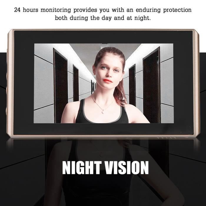 Sonnette de porte numérique et visionneuse de porte 4300E - Marron - Sans fil - Vision nocturne