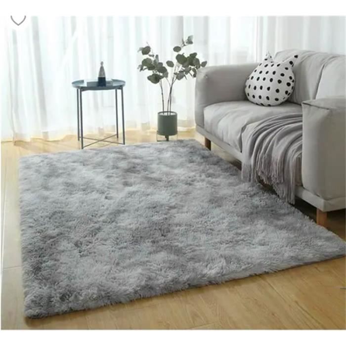 Tapis De Sol En Peluche Gris - Moelleux Pour Chambre Ou Salon - Facile à Nettoyer, 1 Pièce