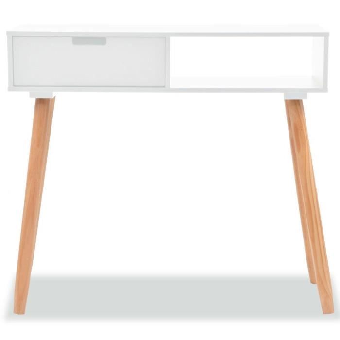 table console en bois-pour bureau ou maison-80 x 30 x 72 cm-pin massif-blanc