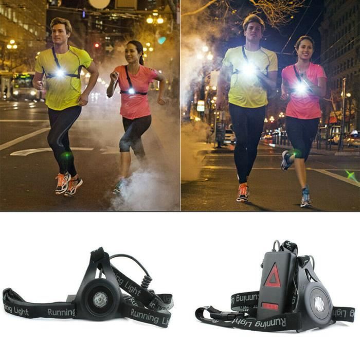 Eclairage pour Course, Lampe Frontale USB LED Rechargeable 3 Modes Running Eclairage de Poitrine Confortable et Idéal pour Jogging,