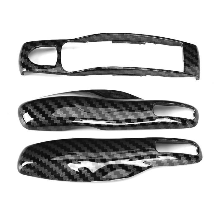 3pcs - Ensemble Housse de garniture de clé de voiture en fibre de carbone pour Porsche Cayman - Macan - Boxster