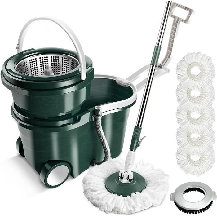 Serpillère Rotative Avec Seau Et Essoreuse - Balai à Franges Automatique, Nettoyage Facile Des Sols, Pour Maison, Cuisine