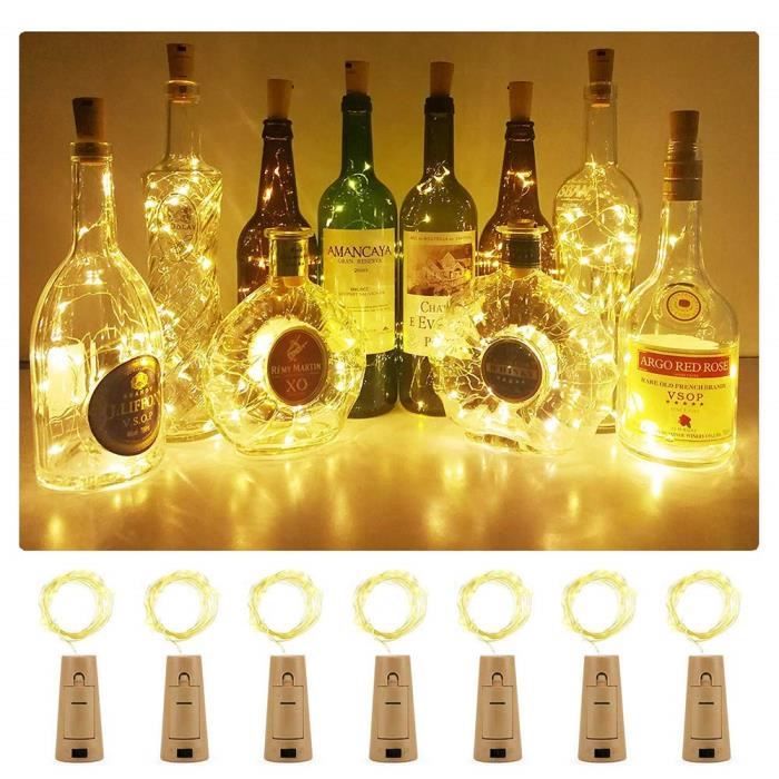 Lot De 2 Guirlandes LED à Clipser Sur Bouteille - 2 Mètres - 5 Couleurs Au Choix - Fonctionne Sur Piles