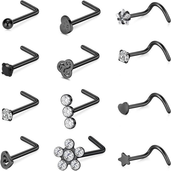 Ensemble De 4 Anneaux De Nez 18G En Acier Inoxydable - Bijoux De Piercing Hypoallergéniques Pour Femmes Et Hommes