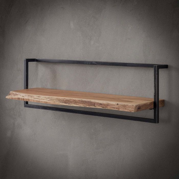 Etagère murale 100x25x30 cm en acacia massif et métal - ALONG
