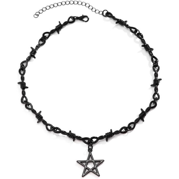 Collier Gothique Noir étoile Multicouche – Réglable, Style Choke, Bijou Femme Fille Pour Soirée, Halloween, Look Rock