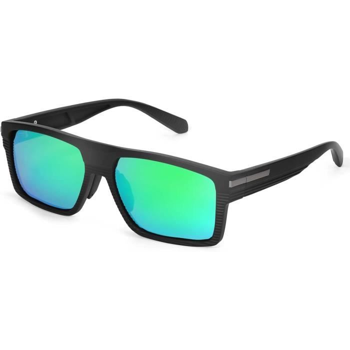 Lunettes De Soleil Polarisées Pour Homme Avec Cadre Rectangulaire Uv400 Cat 3 Ce[n9985] - Achat