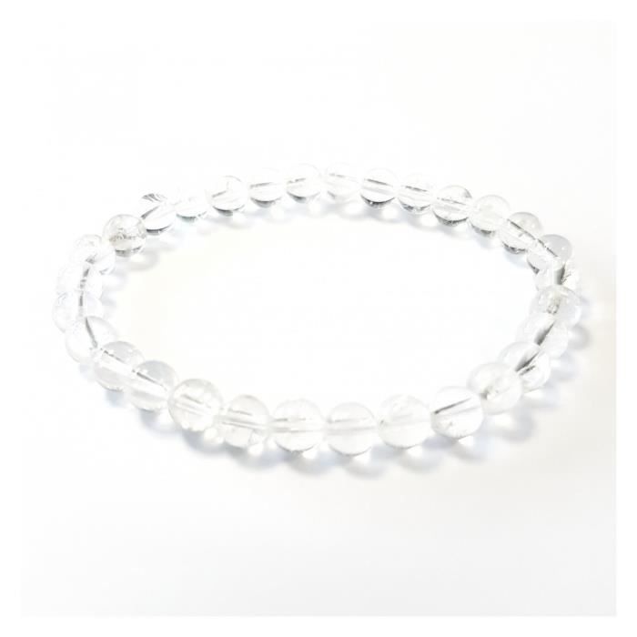 bracelet cristal de roche naturel - boules 6mm transparent