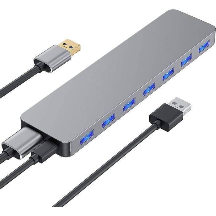 Hub USB 3.0 Adaptateur Multiprises USB Dock avec 7 USB Ports