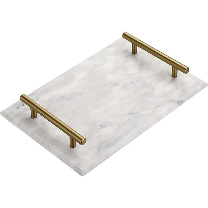 Plateau Décoratif Marbré Bleu - Avec Poignées, Idéal Pour La Salle De Bain, La Cuisine Ou Le Bureau | 39.6 X 25.9 Cm