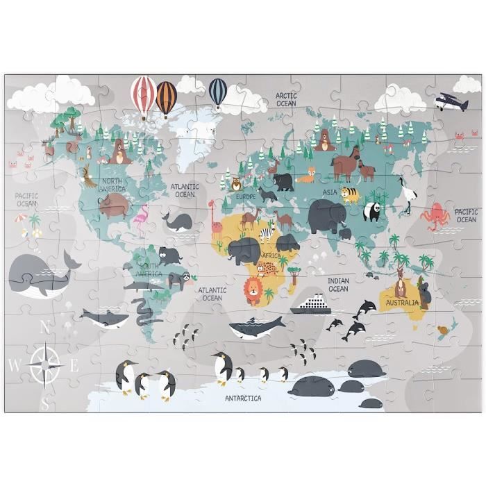 La Carte du Monde avec des Animaux Dessins Animés pour Les Enfants ...