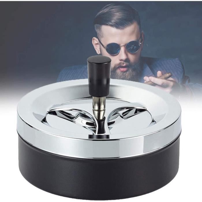 Cendrier Coupe-vent Avec Couvercle Rotatif - Extinction Automatique, Design Métal élégant Pour Bureau Ou Maison