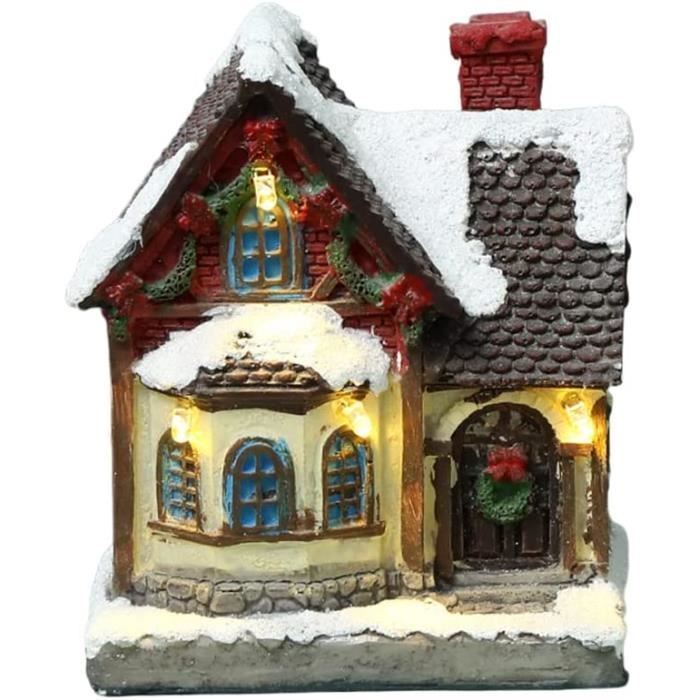 Lot de 44 maisons de village de Noël miniatures lumineuses à LED avec  figurines de fées de Noël, accessoires de pin pour décoration de fête de  Noël