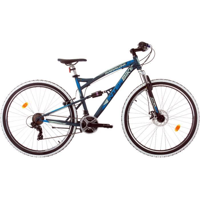 VTT PARALLAX - Cadre en acier - 18 vitesses SHIMANO - Freins à disque avant et V-brake arrière - Bleu foncé