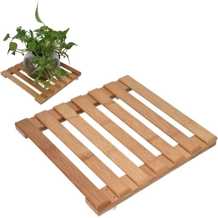 KAHEIGN 2 Pièces Support à Plantes En Bois Roulettes Avec