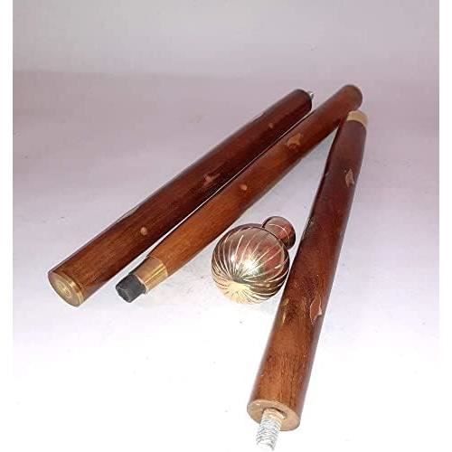 Lot De 2 Cannes De Marche Victoriennes Pliables En Bois Et Laiton - Hauteur ~35" - Neuf