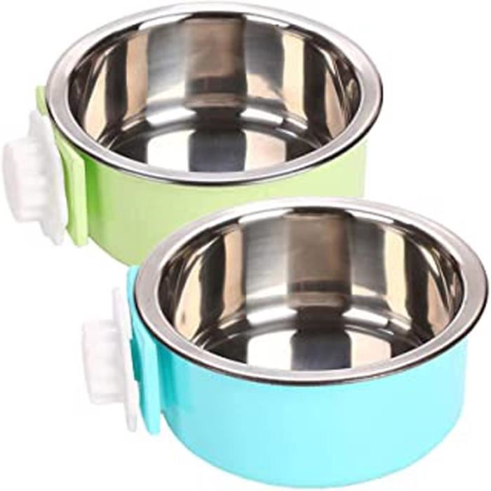 Gamelle Amovible À Suspendre Pour Chien Avec Cage En Acier Inoxydable Pour Chat Chiot, Oiseaux, Rats, Cochons D'Inde, 2 Pièces