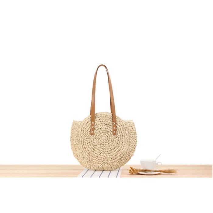 Sac de paille rond simple une paule sac tiss sac de plage sac