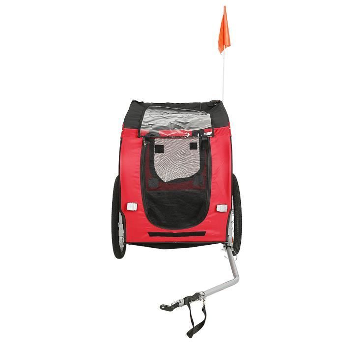 Remorque Vélo pour Chien Rouge et Noir - Capacité de Charge 40kg - Pliable et Robuste