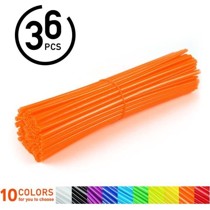 36pcs Protège Rayon de Vélo Spoke Skins Motocross Protecteur Couvre de Rayon (Orange) -TUN