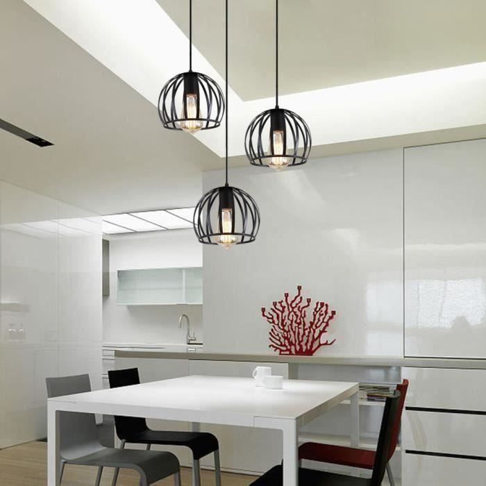 Lustre - U-Do - E27 - Métal - Noir - 3 lampes - Style Scandinave