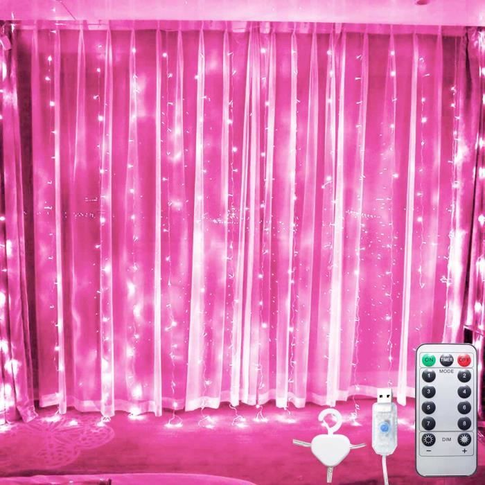 3MX1M 100LED Rose Avec Crochet Rideau lumineux à lumière LED, 3m, guirlande lumineuse féerique, décorations p