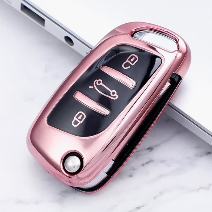 Coque clé,Nouveau étui souple pour clé de voiture à 3 boutons pour Peugeot citroën  C1 C2 C3 C4 C5 DS3 DS4 DS5 DS6 - Type D-pink - Cdiscount Auto