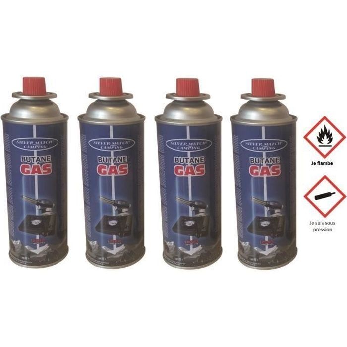 Lot de 4 Recharges Cartouche de Gaz Butane 220Gr - Camping Réchaud Chalumeau