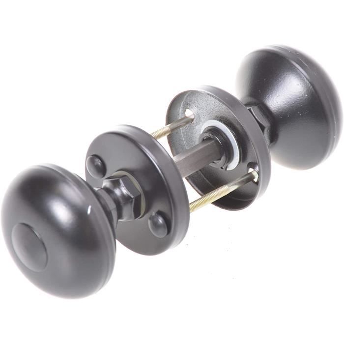 Jeu de poignées de porte rondes diamètre du cache serrure: 55 mmpoignée multitâche noire bouton rotatif bouton aluminium poigné