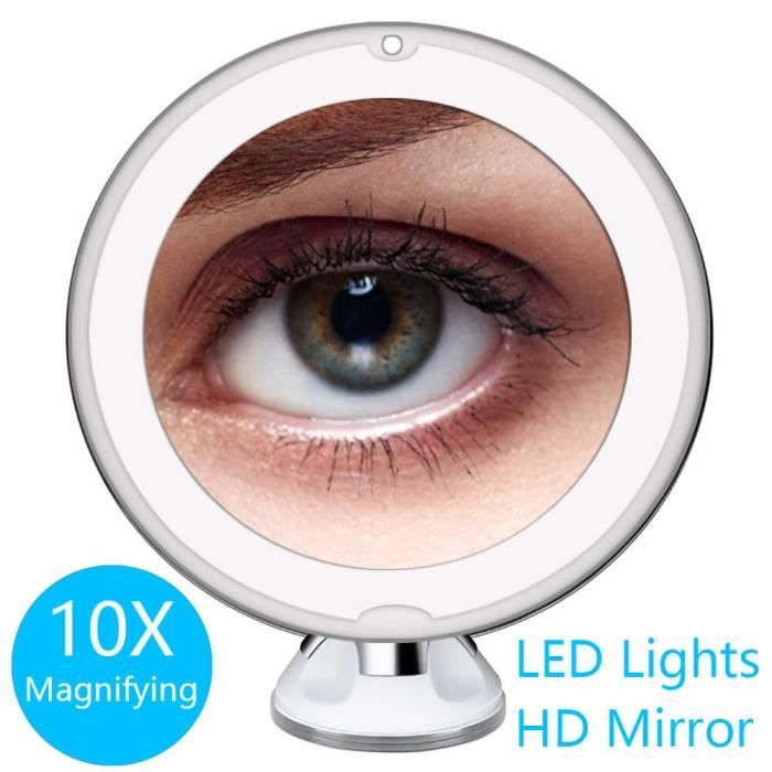 Taille 10x miroir LED court Ct306 Loupe de maquillage 10X lampe