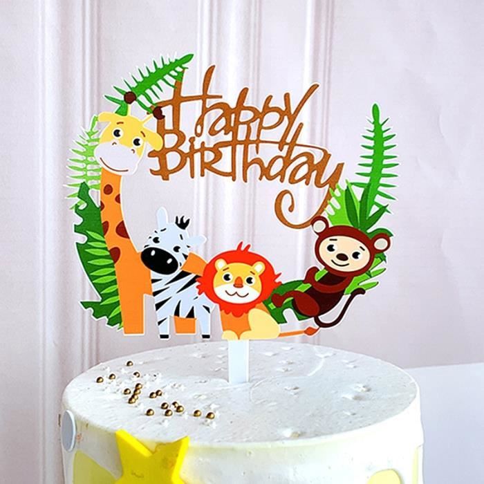 Décoration de fête,Safari chasse Animal thème bébé garçon faveur fête  d'anniversaire décor gâteau décor Jungle - Type 11topper-1pcs - Cdiscount  Maison