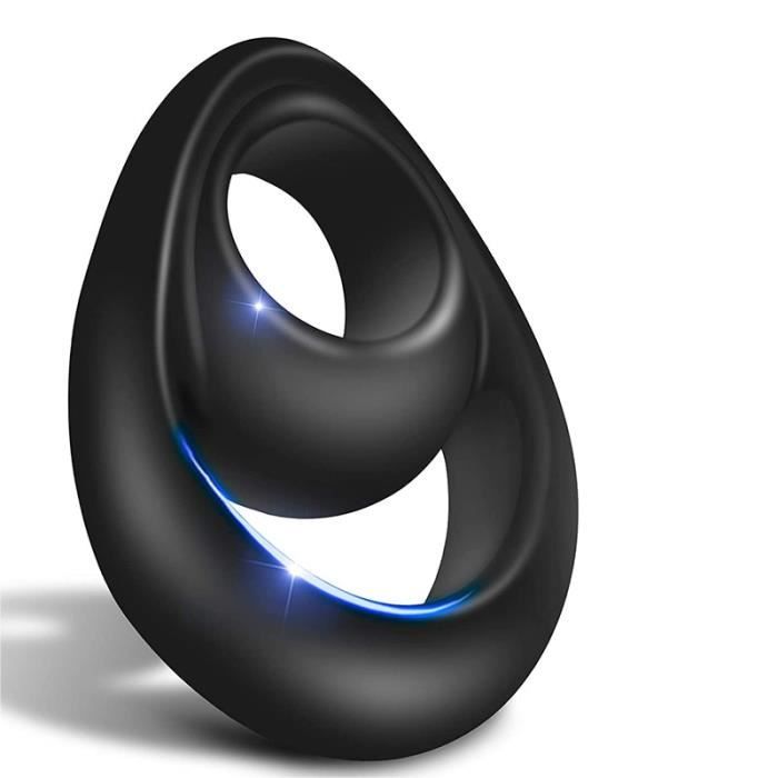 Double Anneau En Cuir Pour Pénis Et Testicules Fetish Tentation – Réglable – Noir – Matériau Similicuir Et Zinc