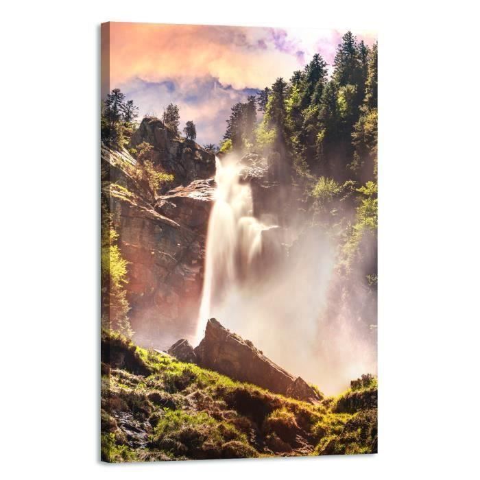 Tableau Mural Sur Toile Intissé - Impression Cascade - Décoration Murale Moderne - Réf. 030212-101