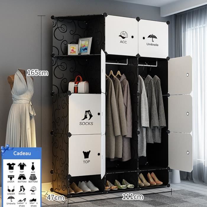 Armoire De Vetement De Rangement Plastique Garde Robe Simple 10