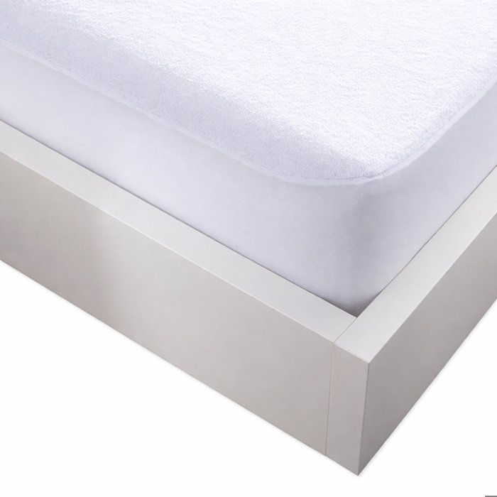 Protege matelas 140x190cm 100% polyester bouclette eponge et impermeable blanc