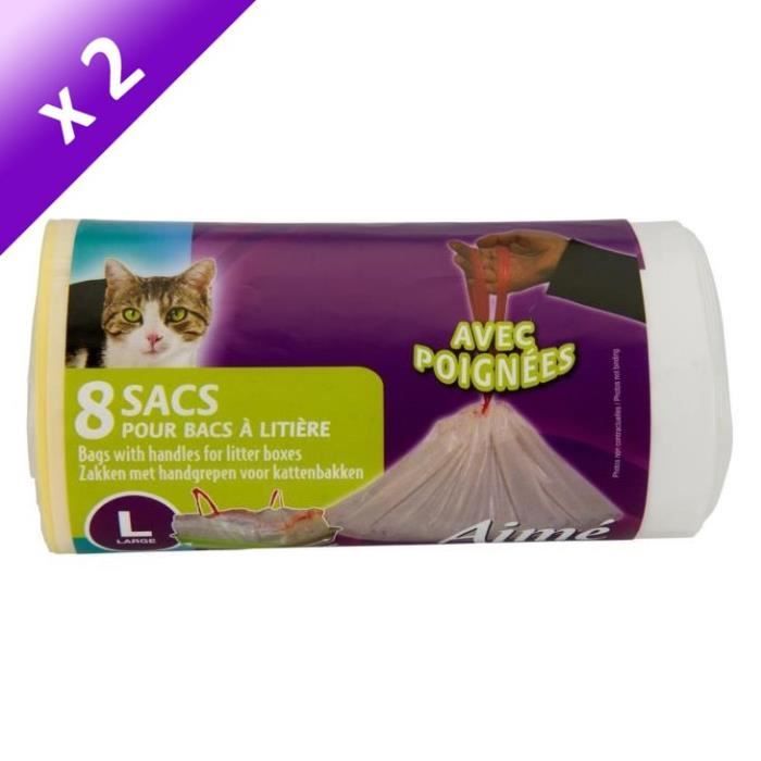 Sacs Hygièniques Pour Litière Chat x8 Format Universel 55x38.5 cm  Sacs  pour Bac à Litière avec Poignées Refermables[S15] - Cdiscount Animalerie