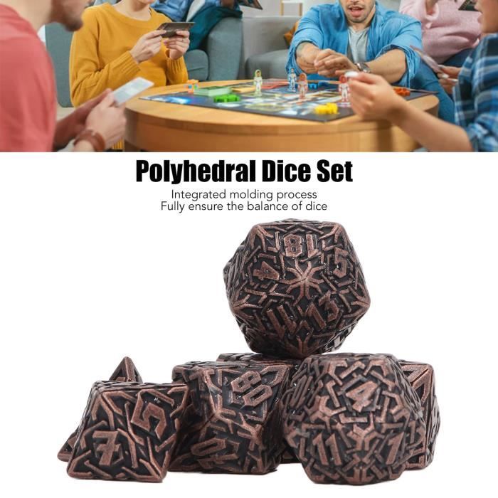 HNCCESG Set De 7 Dés Polyédriques En Métal – Alliage De Zinc – Forme Sphérique Unique – Pour Donjons & Dragons, Warhammer, Pathfinder – Étui Mousse Inclus